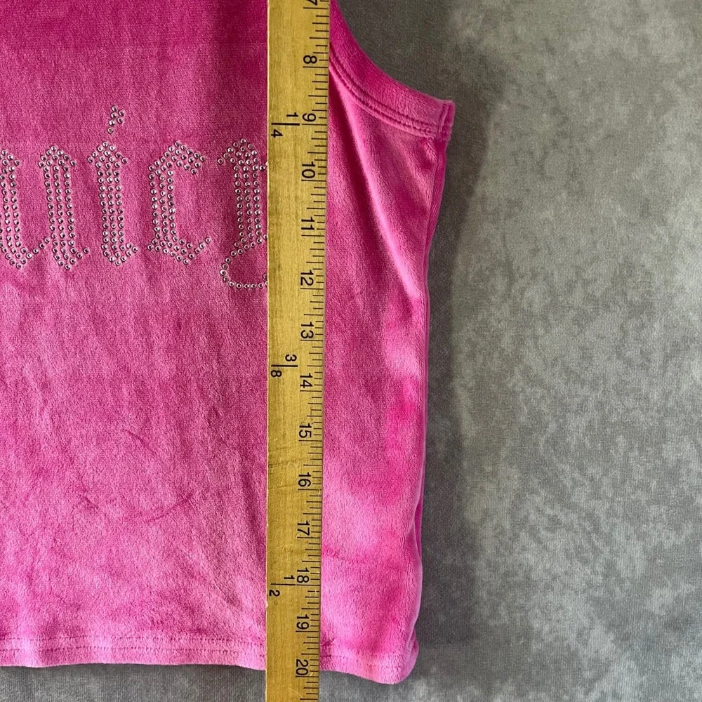 Juicy Couture Velour Lounge Set Women Large Pink Rhinestone Tank Wide Leg Pants